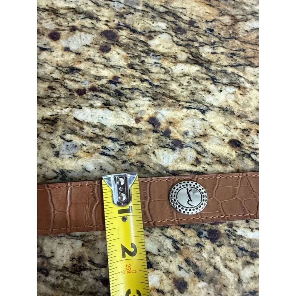 American Golfer Designer Genuine Leather Croc Embossed Belt Silver Buckle 34/36